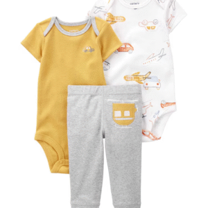 Conjunto longo bebê 3 peças helicóptero multicor