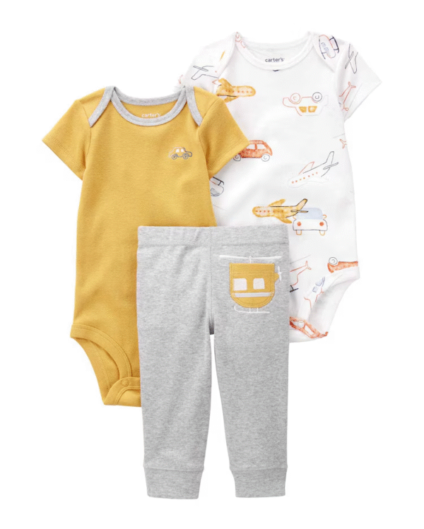 Conjunto longo bebê 3 peças helicóptero multicor