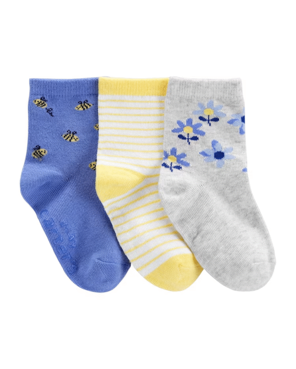 Kit 9 Pares Meia Cano Curto Infantil  Flores Multicor Sortido