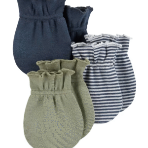 Kit luva bebê 6 pares listrado azul