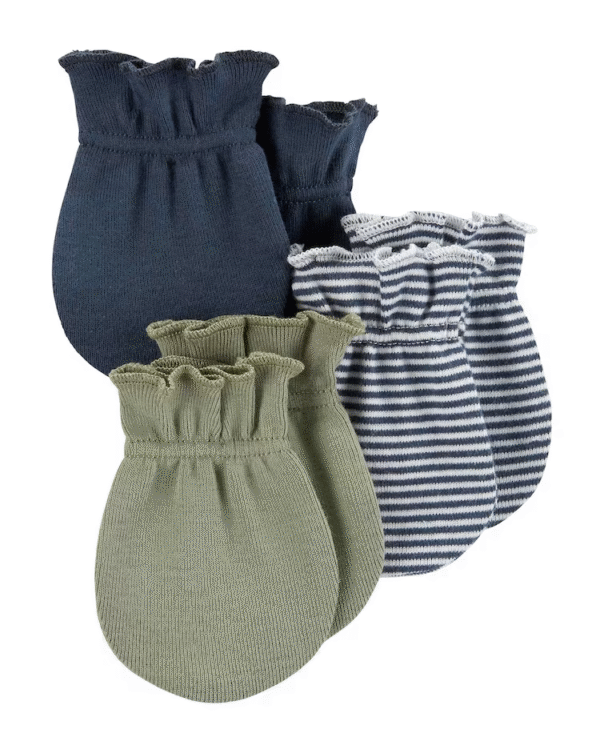 Kit luva bebê 6 pares listrado azul