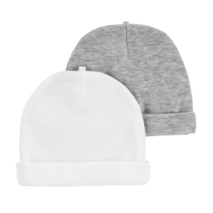 Kit touca bebê 4 peças cinza e Branco