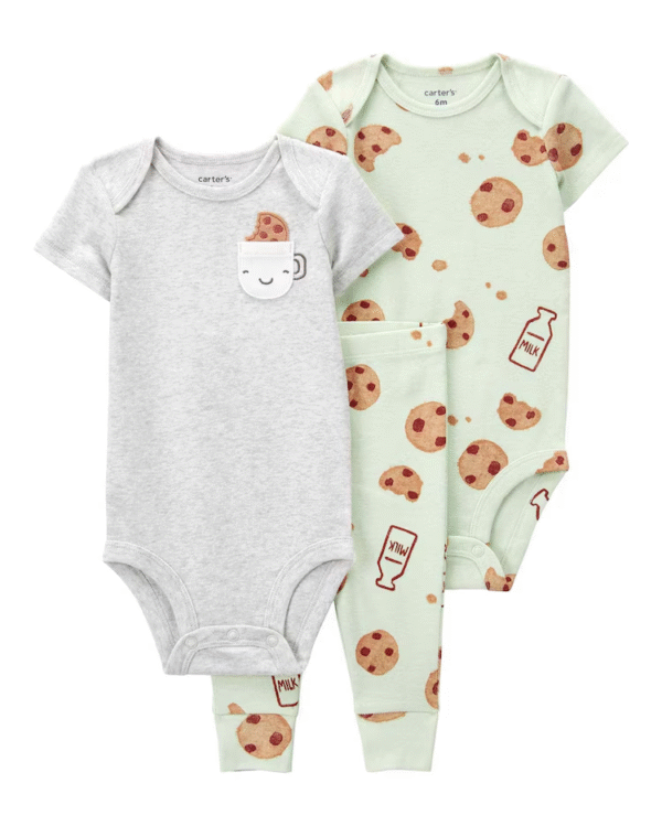 Conjunto longo bebê 3 peças cookies verde