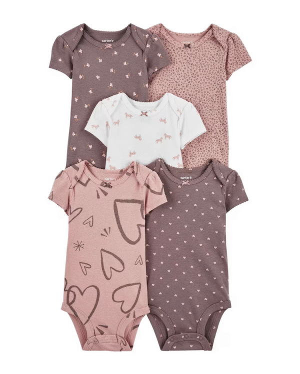 Enxoval bebê body 5 peças floral e animal print + caixa de presente P multicor - Imagem 3