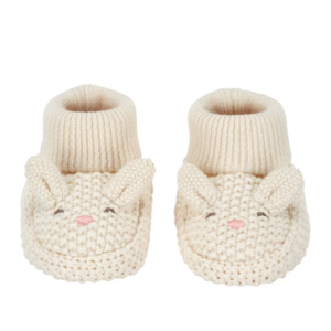 Pantufa bebê de tricot bichinho bege