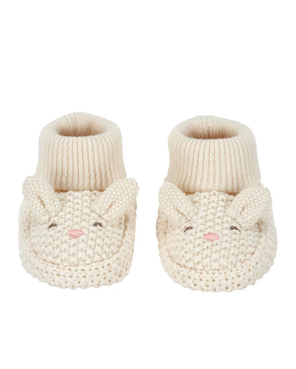 Pantufa bebê de tricot bichinho bege