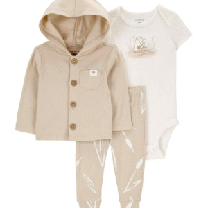 Conjunto longo de moletom bebê 3 peças love you more multicor