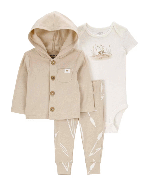 Conjunto longo de moletom bebê 3 peças love you more multicor