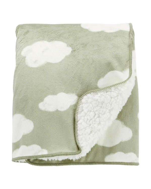 Cobertor bebê fleece nuvens verde