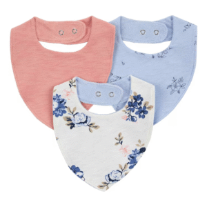 Kit babador bebê 6 peças floral com botões multicor
