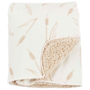 Cobertor bebê floral fleece off-white