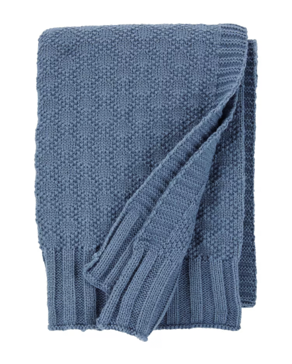 Cobertor bebê de tricot trabalhado azul