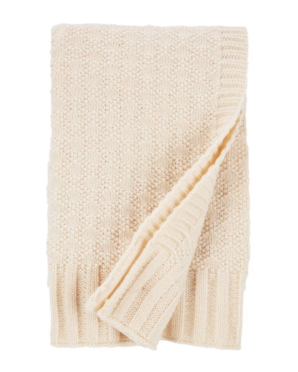 Cobertor bebê de tricot trabalhado Bege