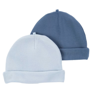 Kit touca bebê 4 peças com dobra azul