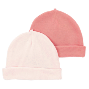 Kit touca bebê 4 peças com dobra Rosa