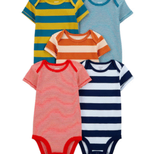 Kit body bebê 12 peças manga curta listrado multicor