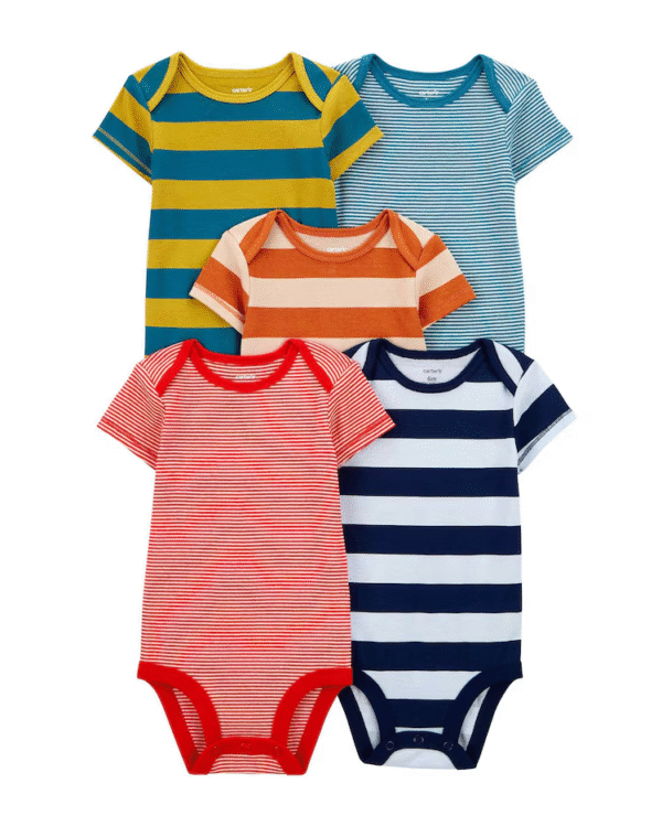 Kit body bebê 12 peças manga curta listrado multicor